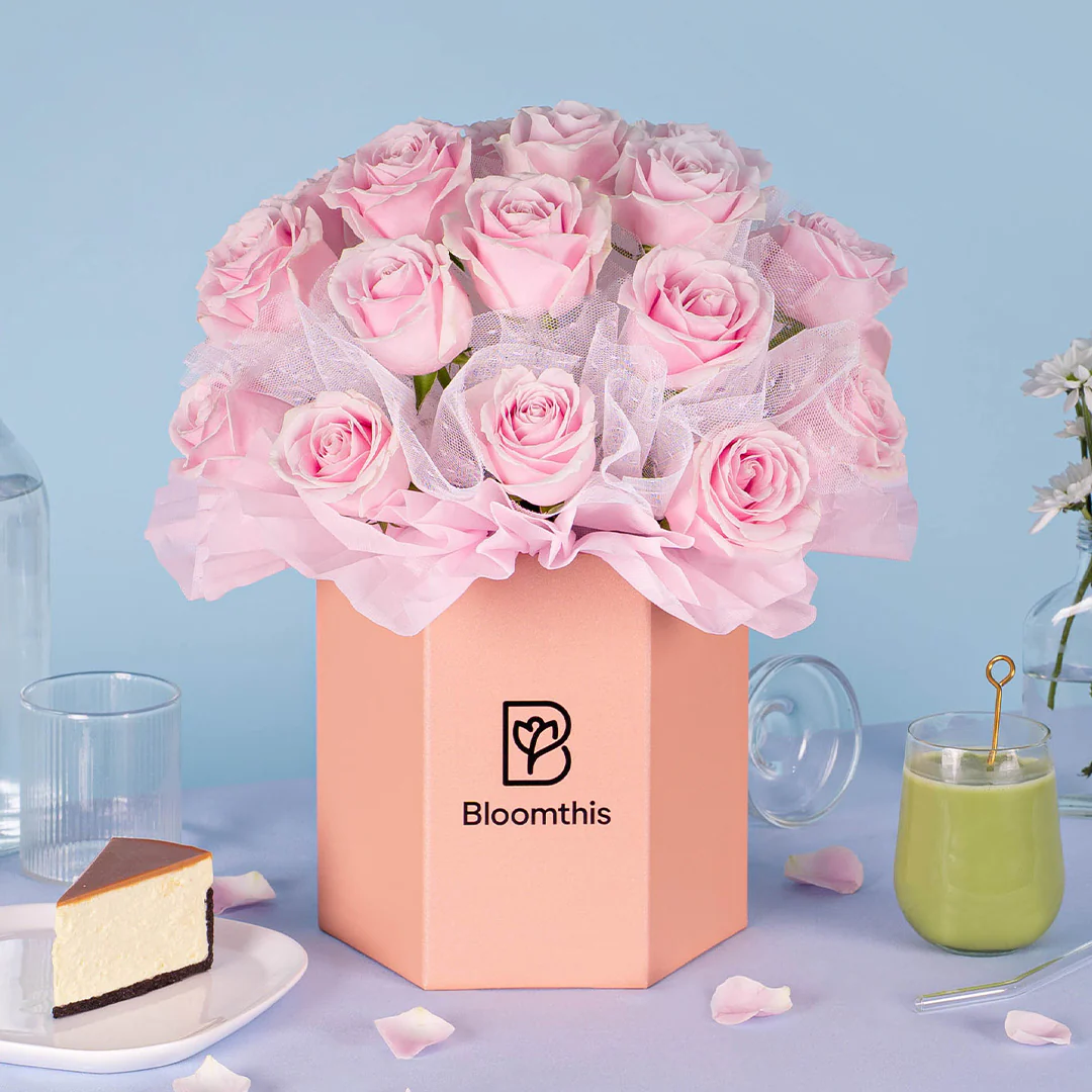 Odette Pink Rose Flower Box
