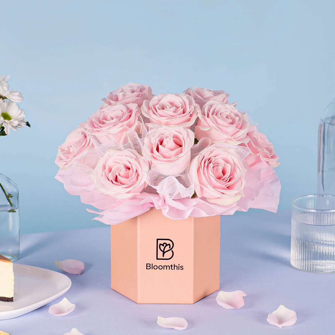 Odette Pink Rose Flower Box - Image 3