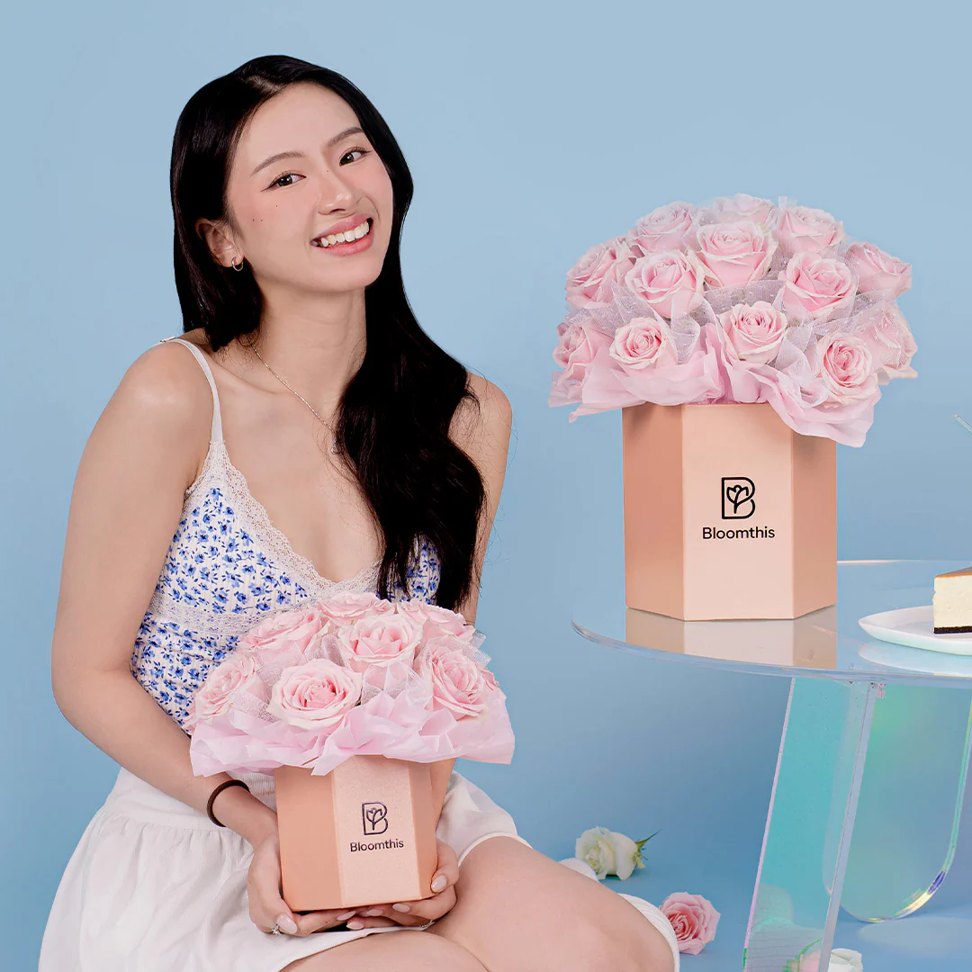 Odette Pink Rose Flower Box - Image 6