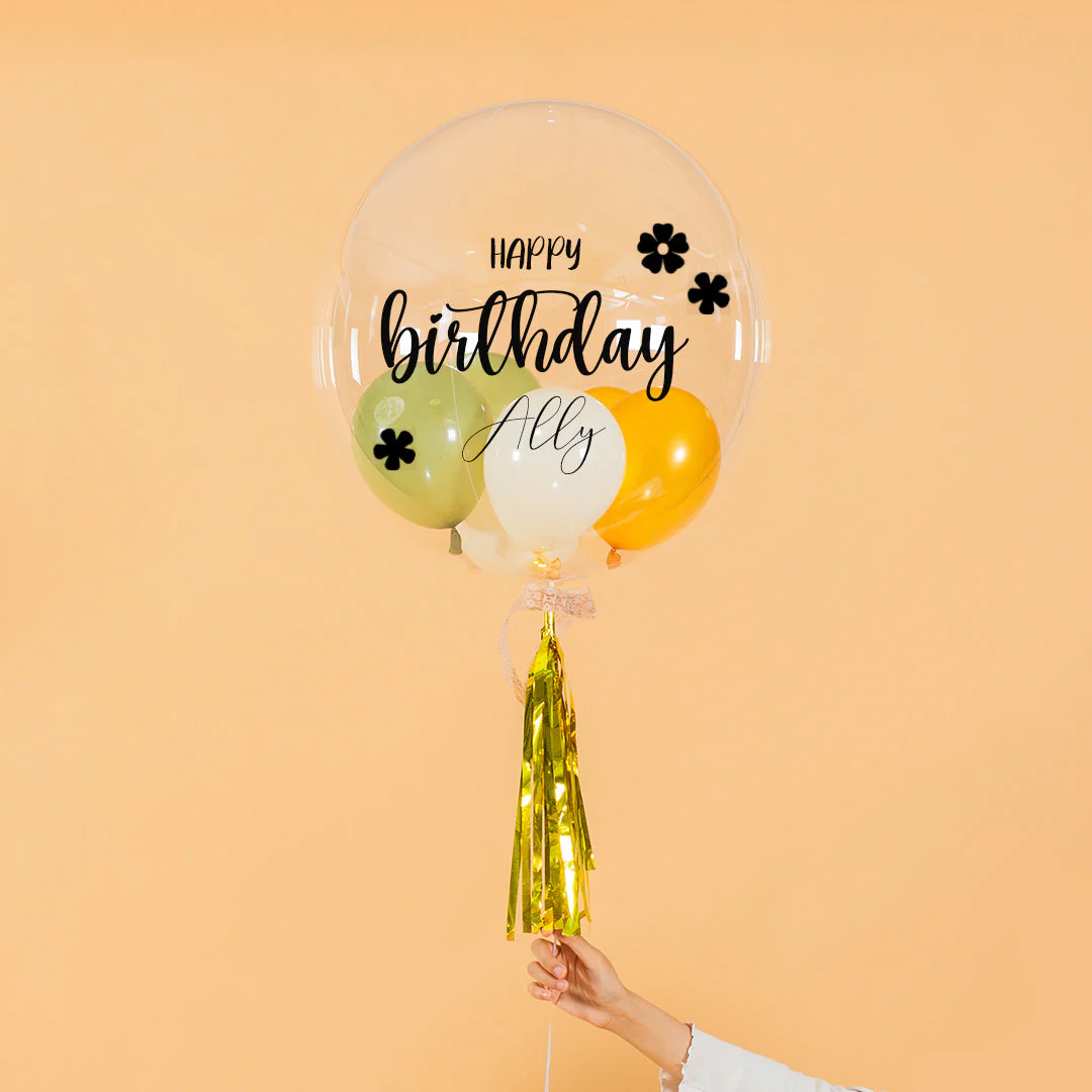 Olive Green Helium Bubble Birthday Balloon Set - Image 8