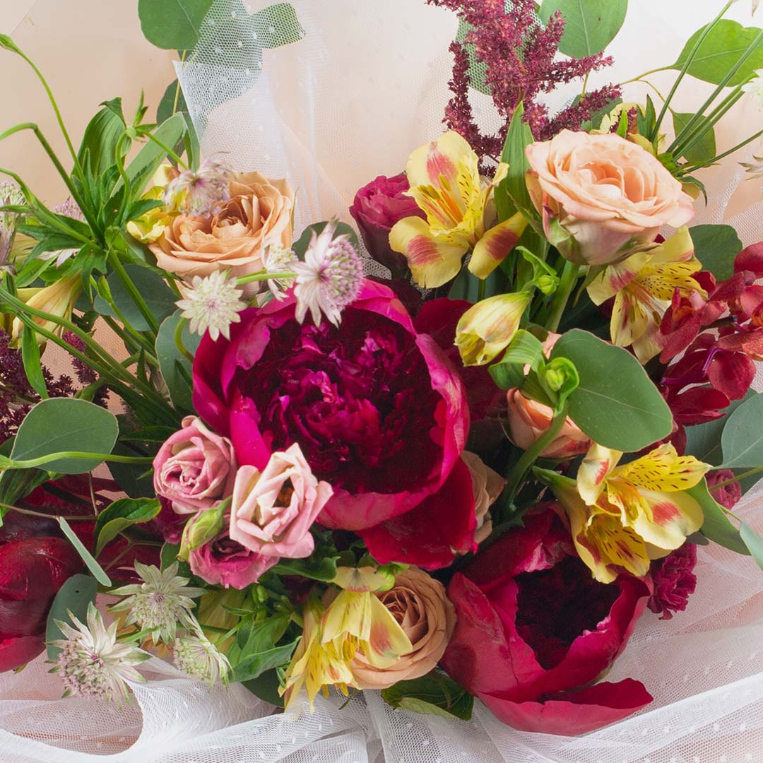 Philippina Red Peony Bouquet - Image 4