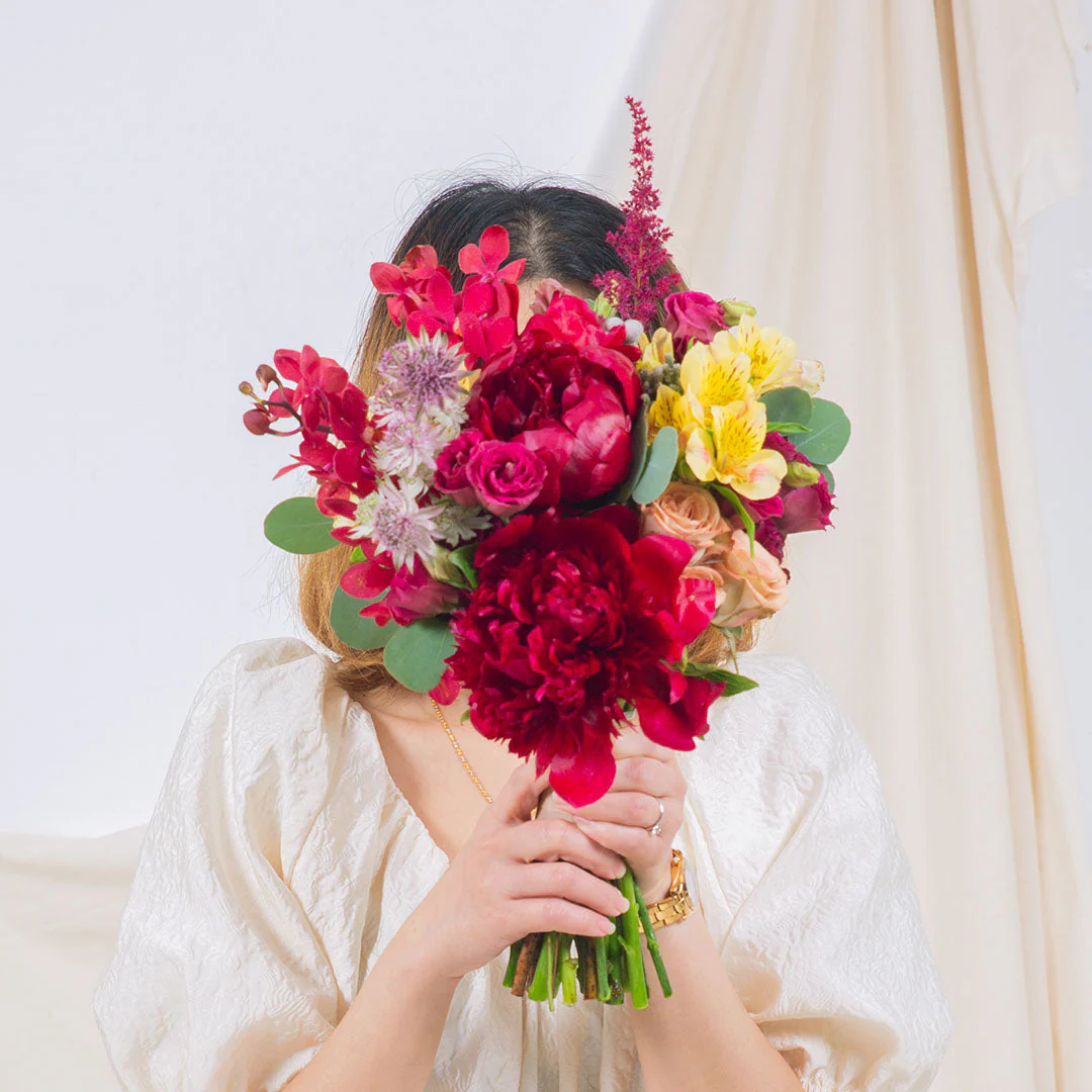 Philippina Red Peony Hand-Tied Bouquet - Image 4