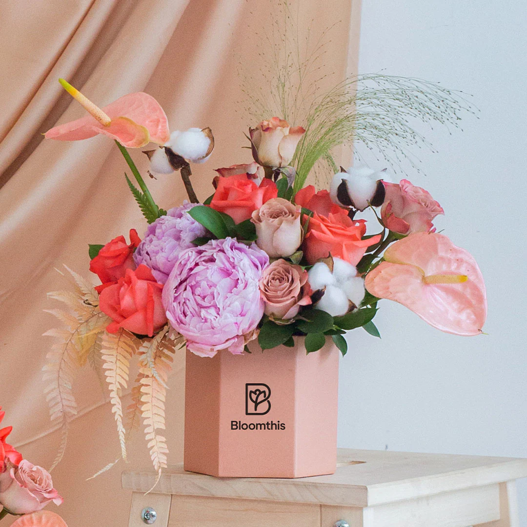 Philomena Pink Peony Flower Box - Image 3