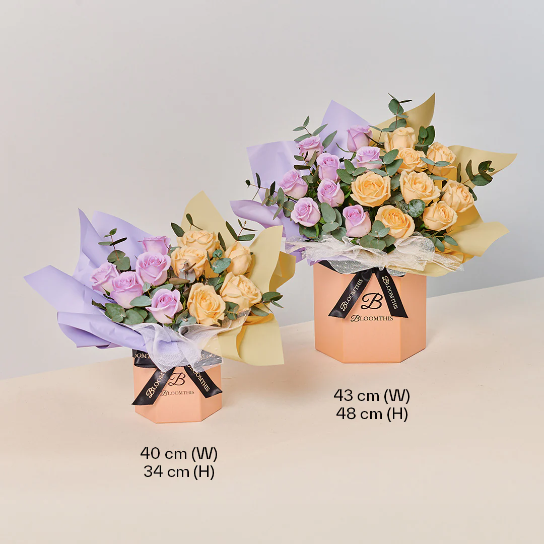 Poppy Lilac Rose Flower Box - Image 10