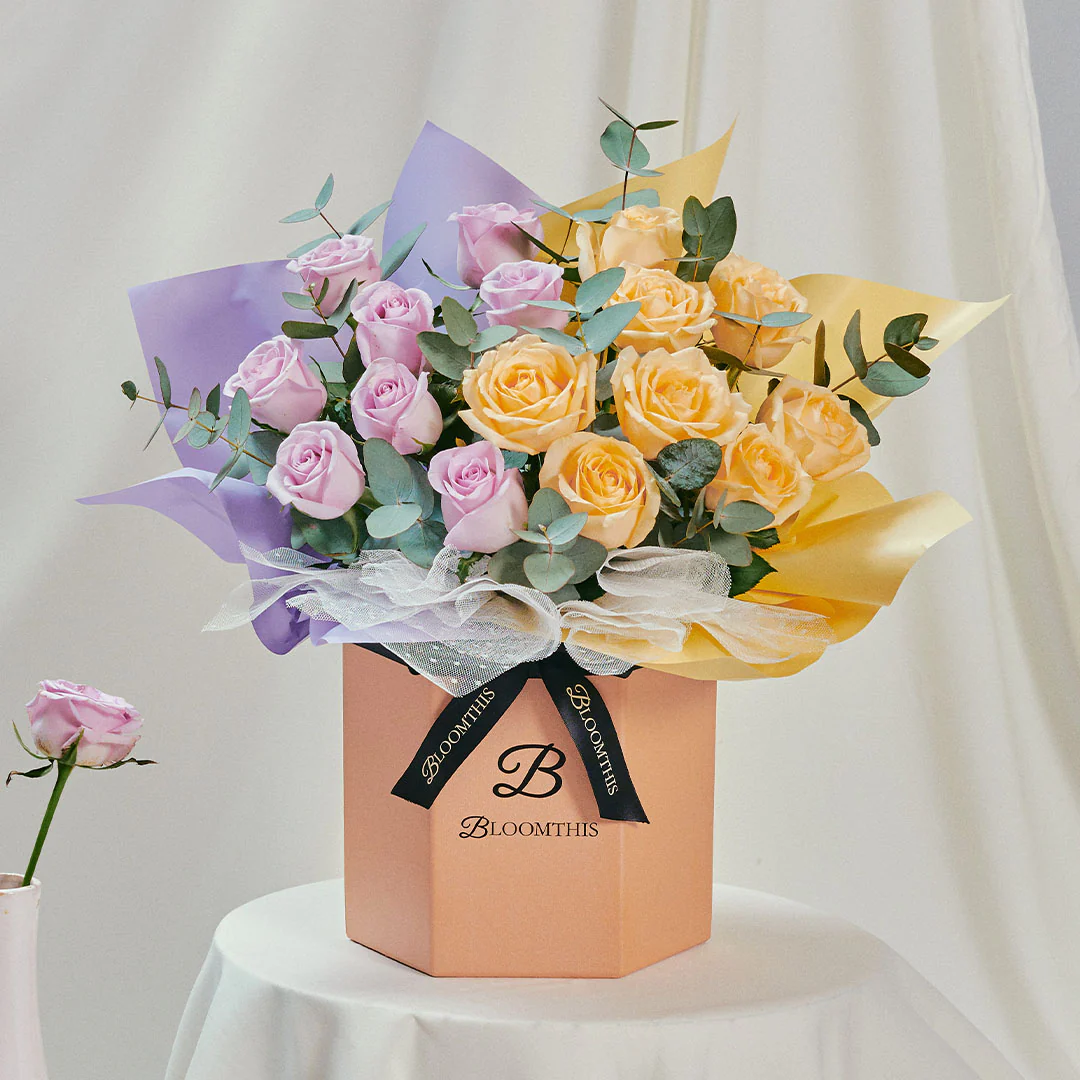 Poppy Lilac Rose Flower Box - Image 3