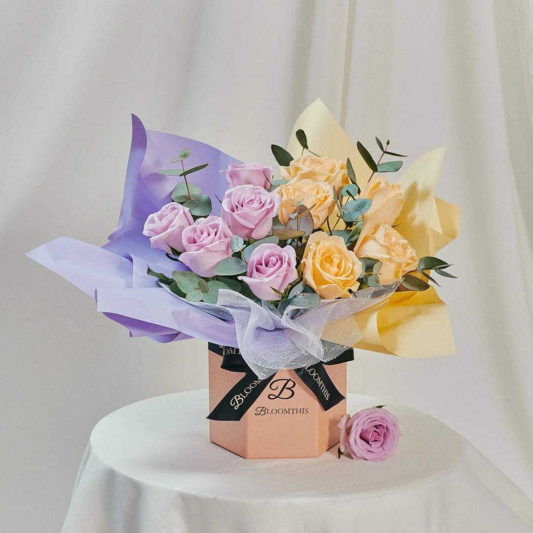 Poppy Lilac Rose Flower Box - Image 6