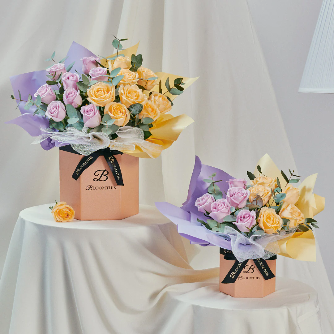Poppy Lilac Rose Flower Box - Image 7