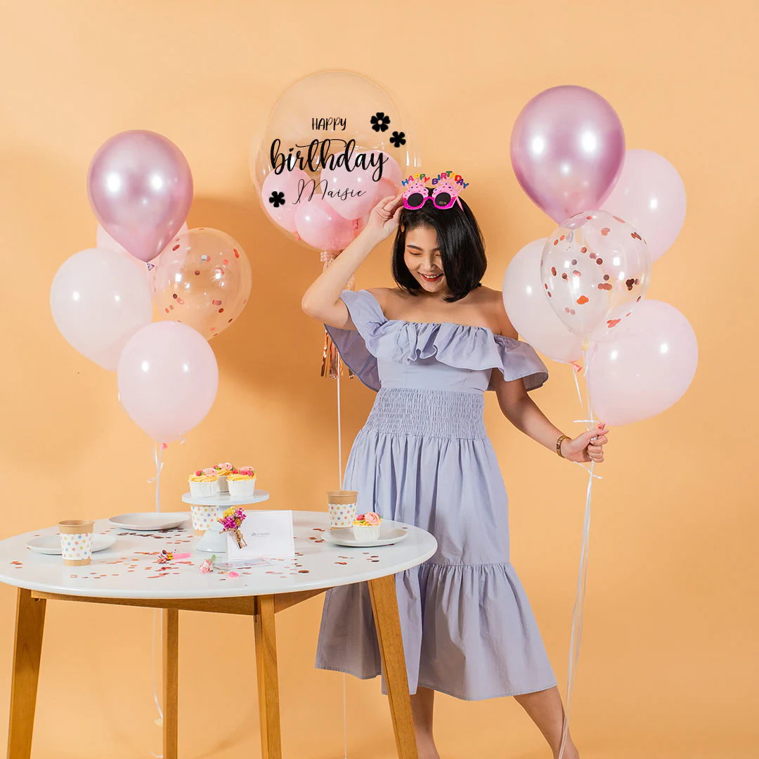 Pretty Pink Helium Birthday Balloon Bouquet - Image 2