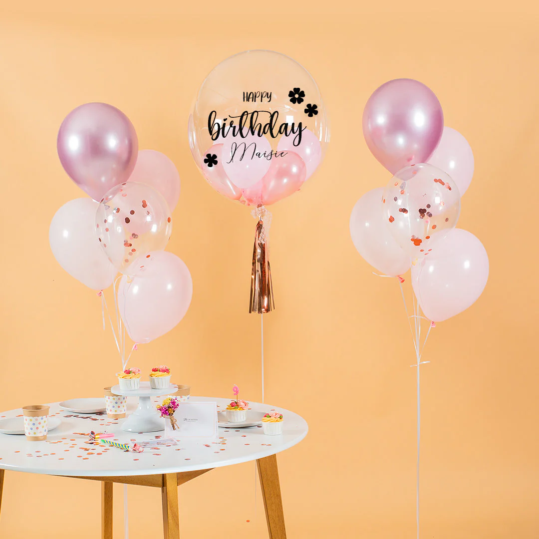 Pretty Pink Helium Birthday Balloon Bouquet - Image 3