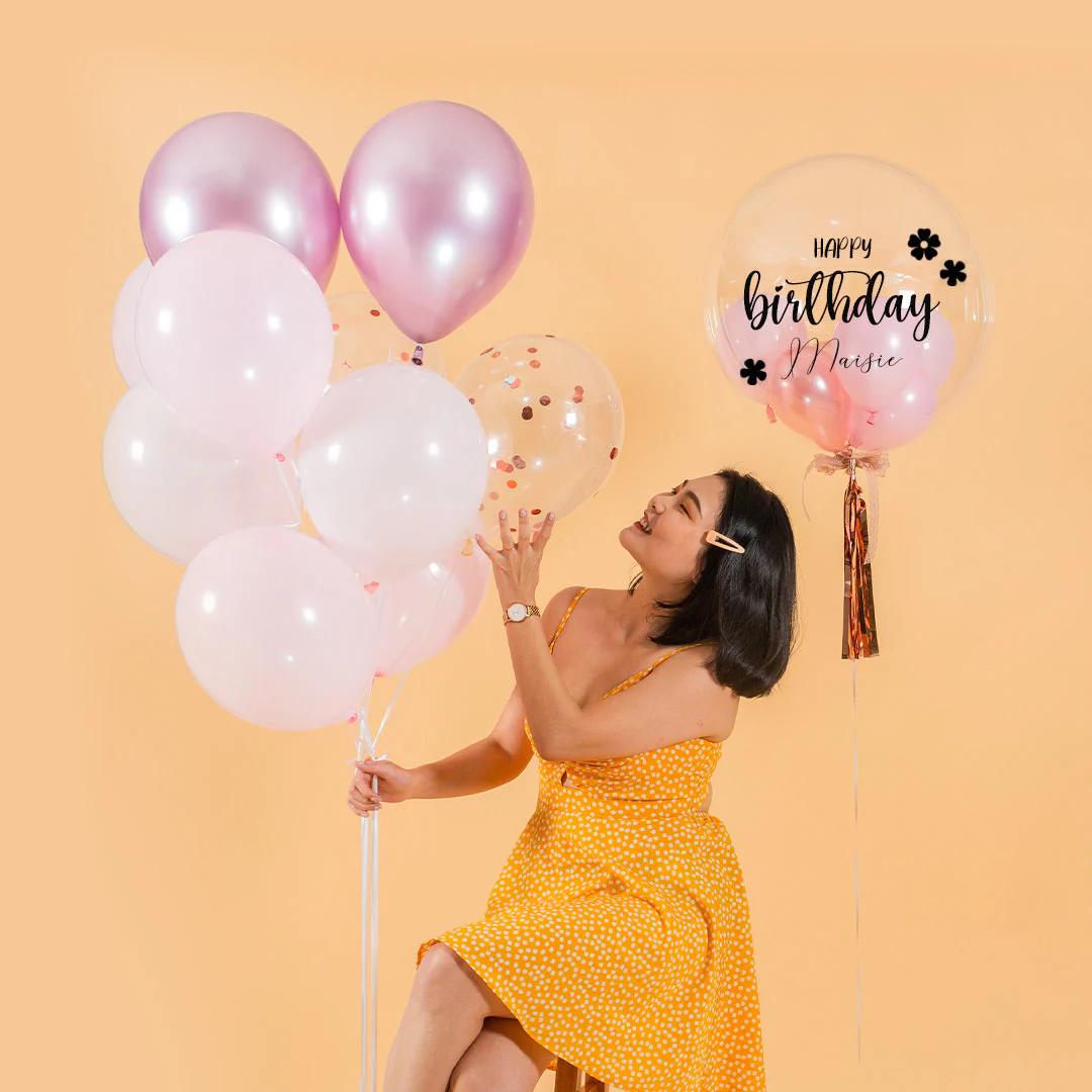 Pretty Pink Helium Birthday Balloon Bouquet - Image 4