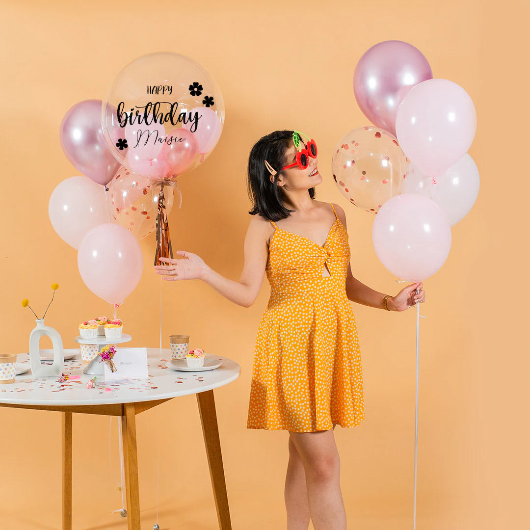 Pretty Pink Helium Birthday Balloon Bouquet - Image 5