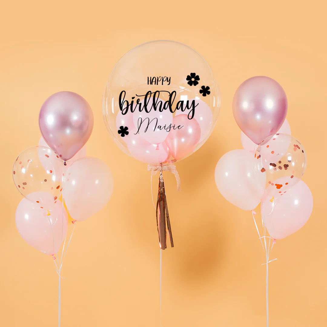 Pretty Pink Helium Birthday Balloon Bouquet - Image 7