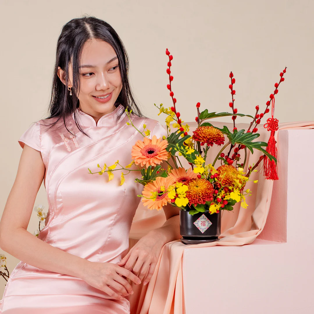 Prosperity Dancing Lady Chinese New Year Flower Pot - Image 2