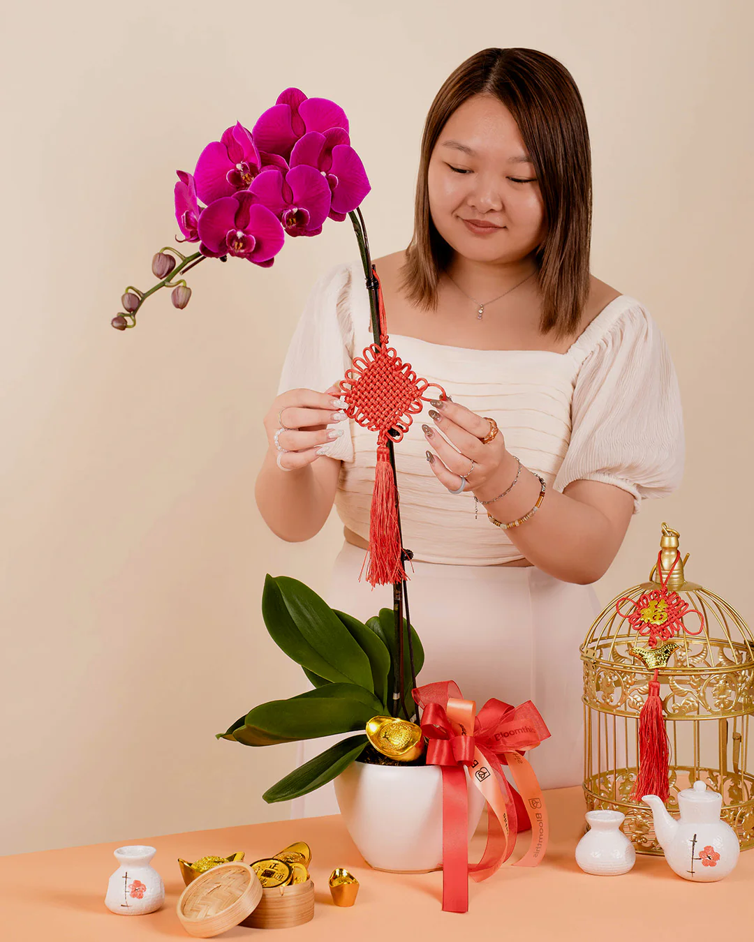 Purple CNY Phalaenopsis Orchid (1 stalk) - Image 2