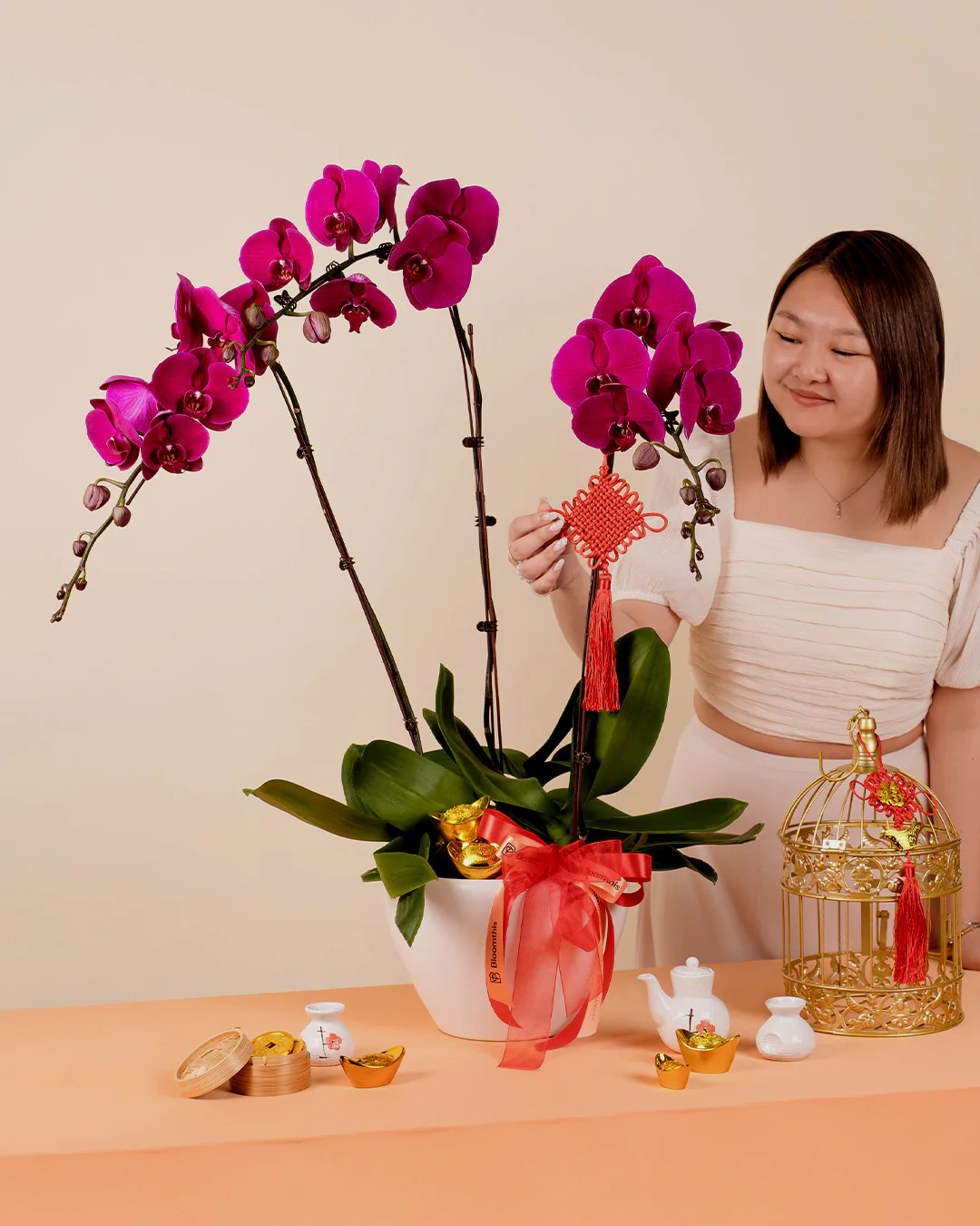 Purple CNY Phalaenopsis Orchid (3 stalks) - Image 2