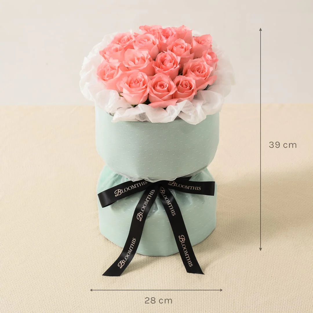 Rachel Pink Rose Hand Bouquet - Image 5