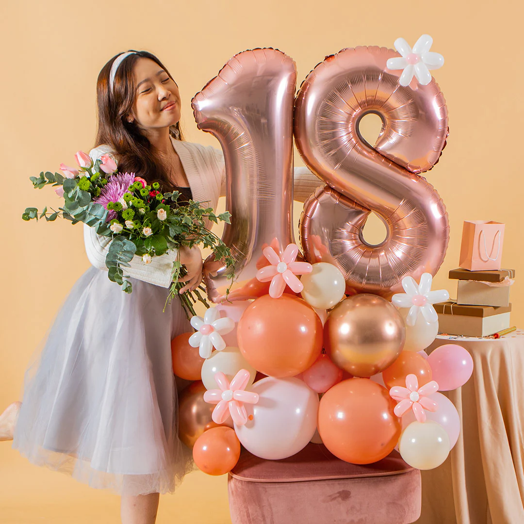 Rose Gold Marquee Number Birthday Balloon - Image 2