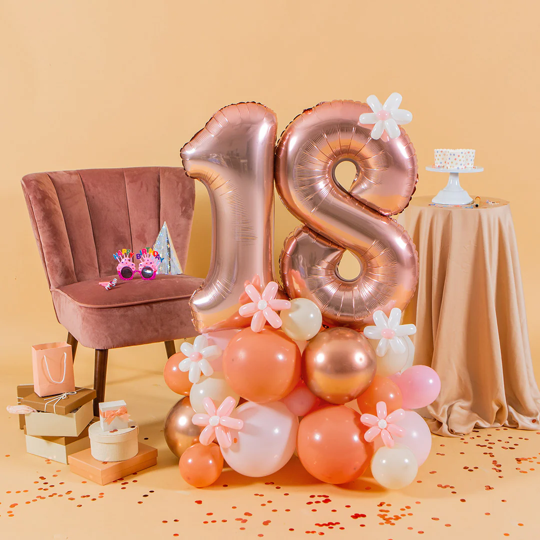 Rose Gold Marquee Number Birthday Balloon - Image 3
