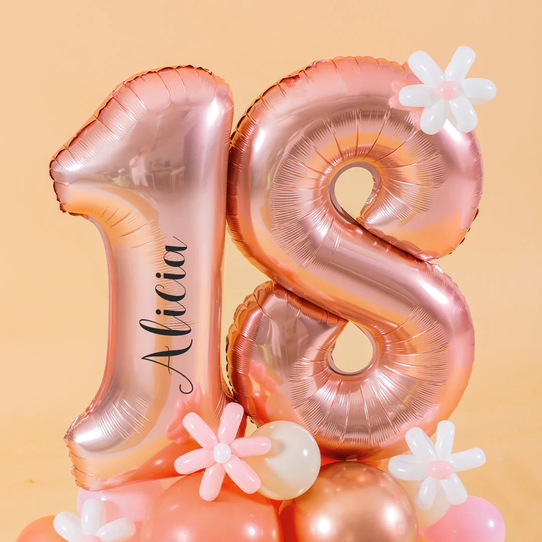 Rose Gold Marquee Number Birthday Balloon - Image 6