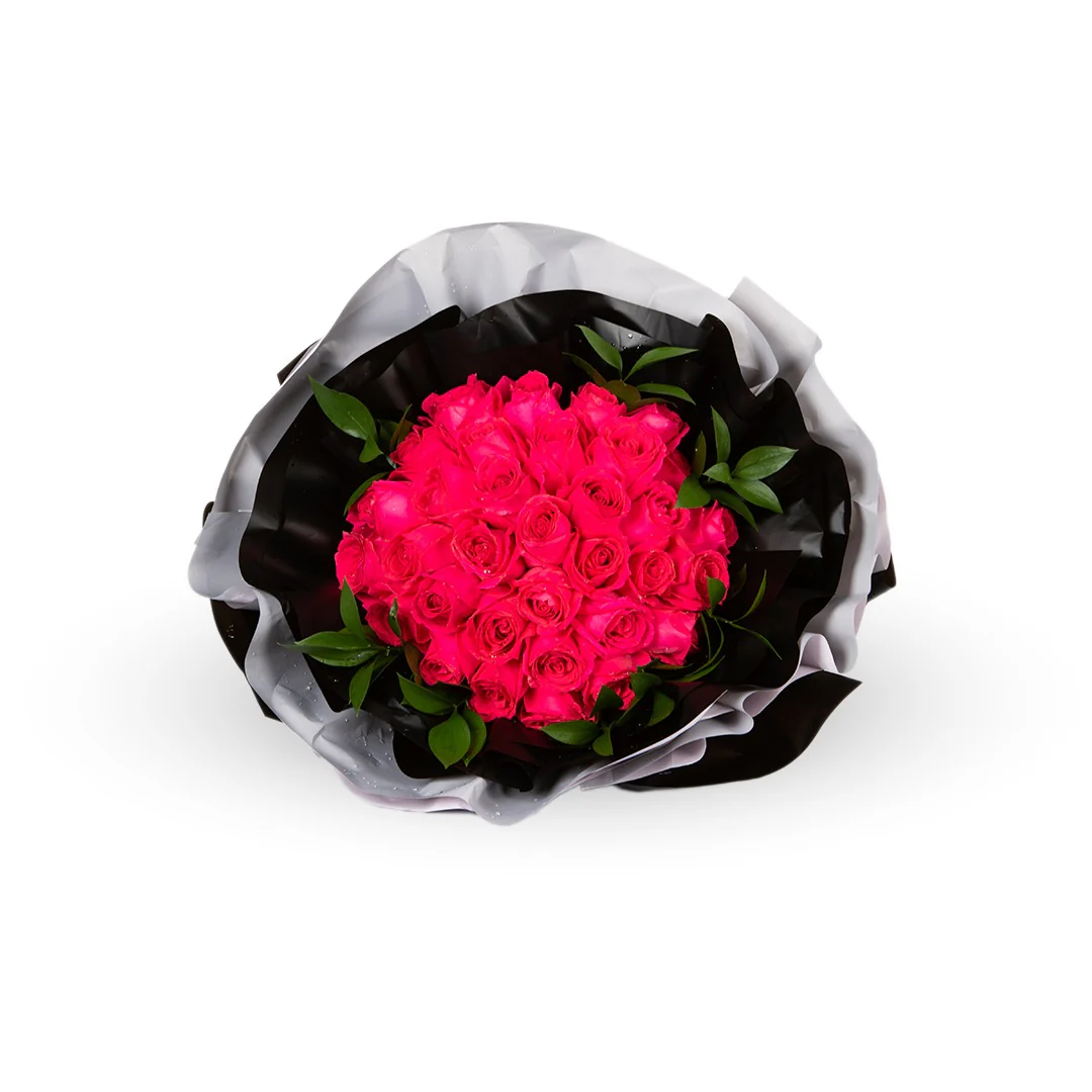 Soulmate Hot Cherry Pink Rose Bouquet - Image 3