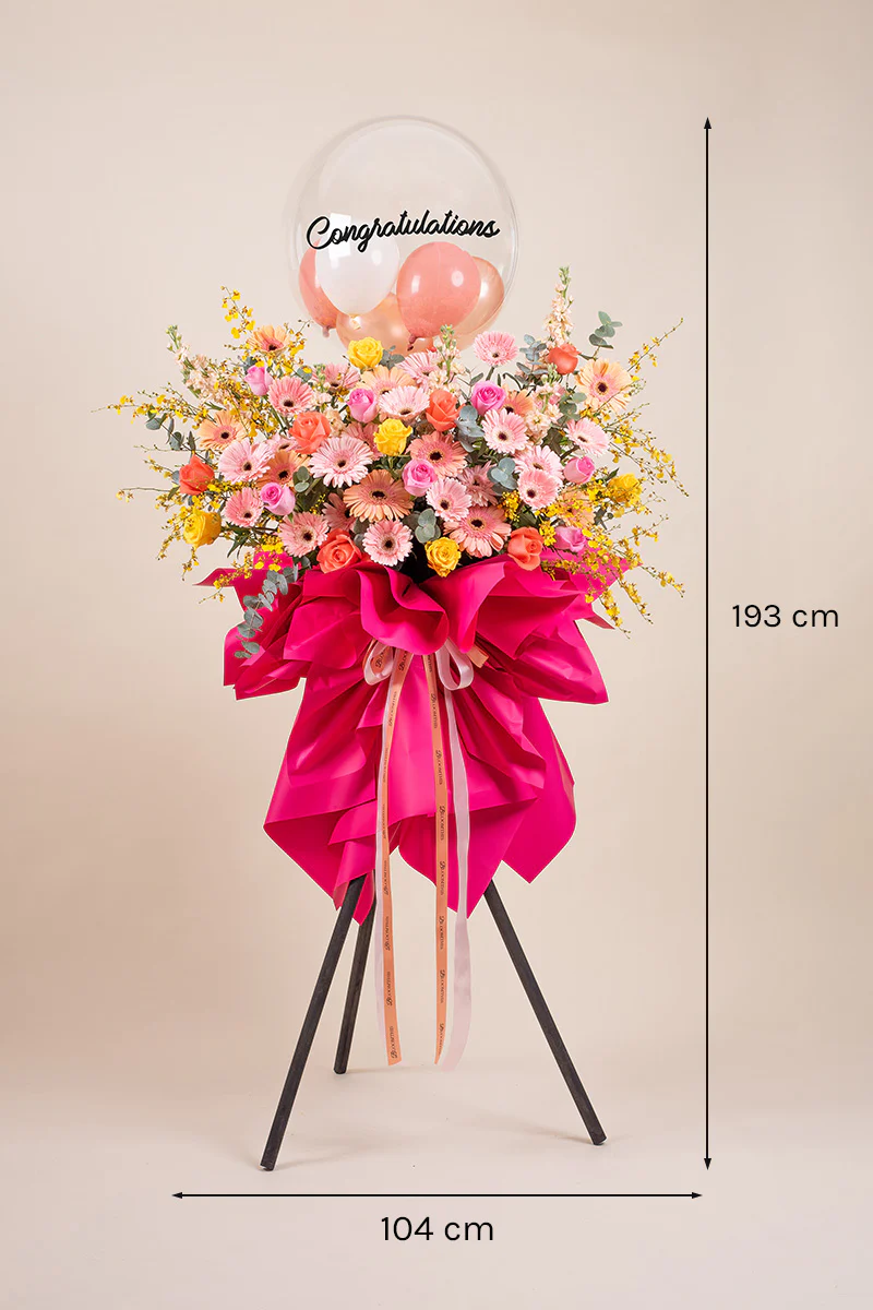 Spectacular Yellow Orchid Grand Opening Flower Stand - Image 4