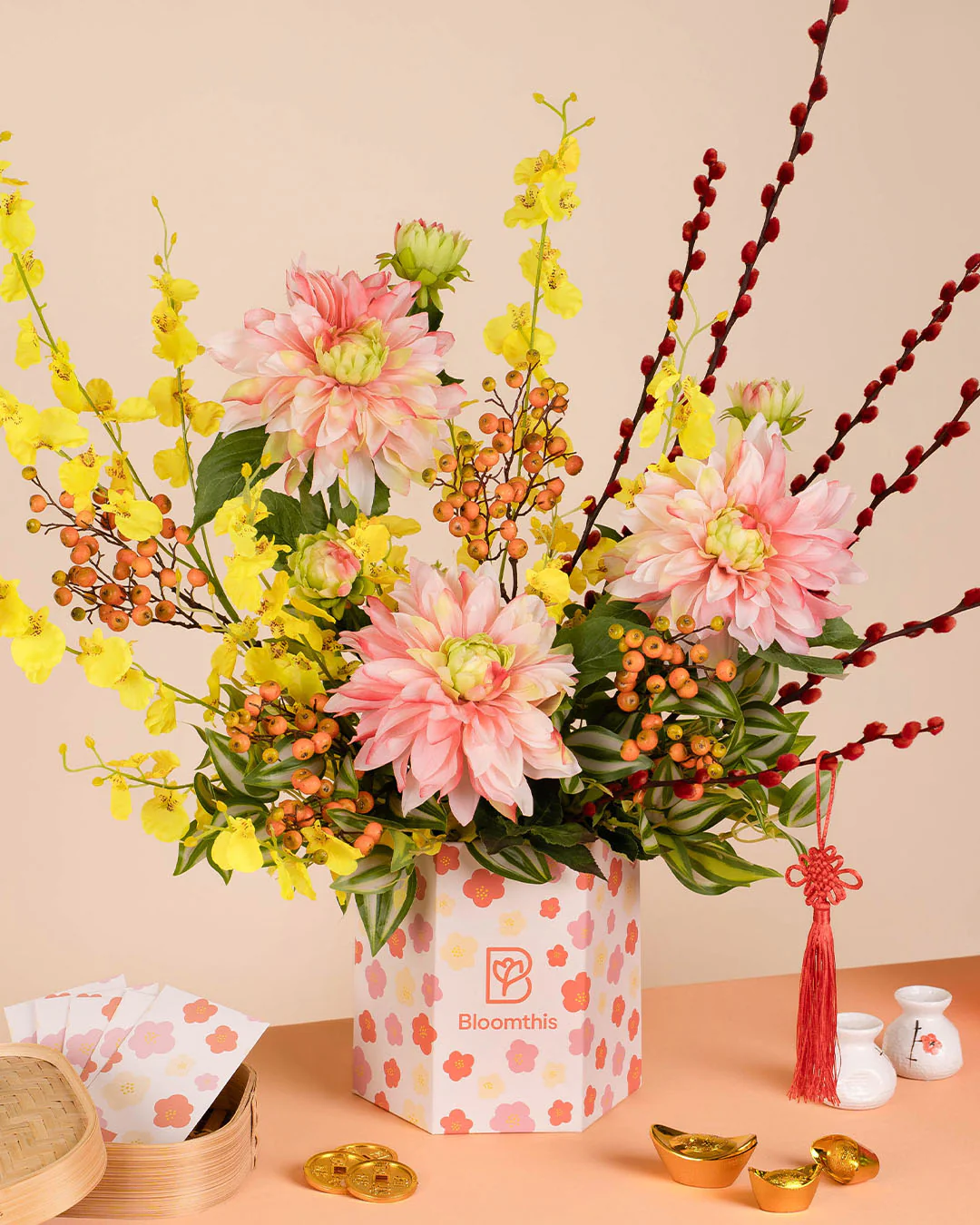 Spring Blossom Chinese New Year Artificial Flower Box 2026