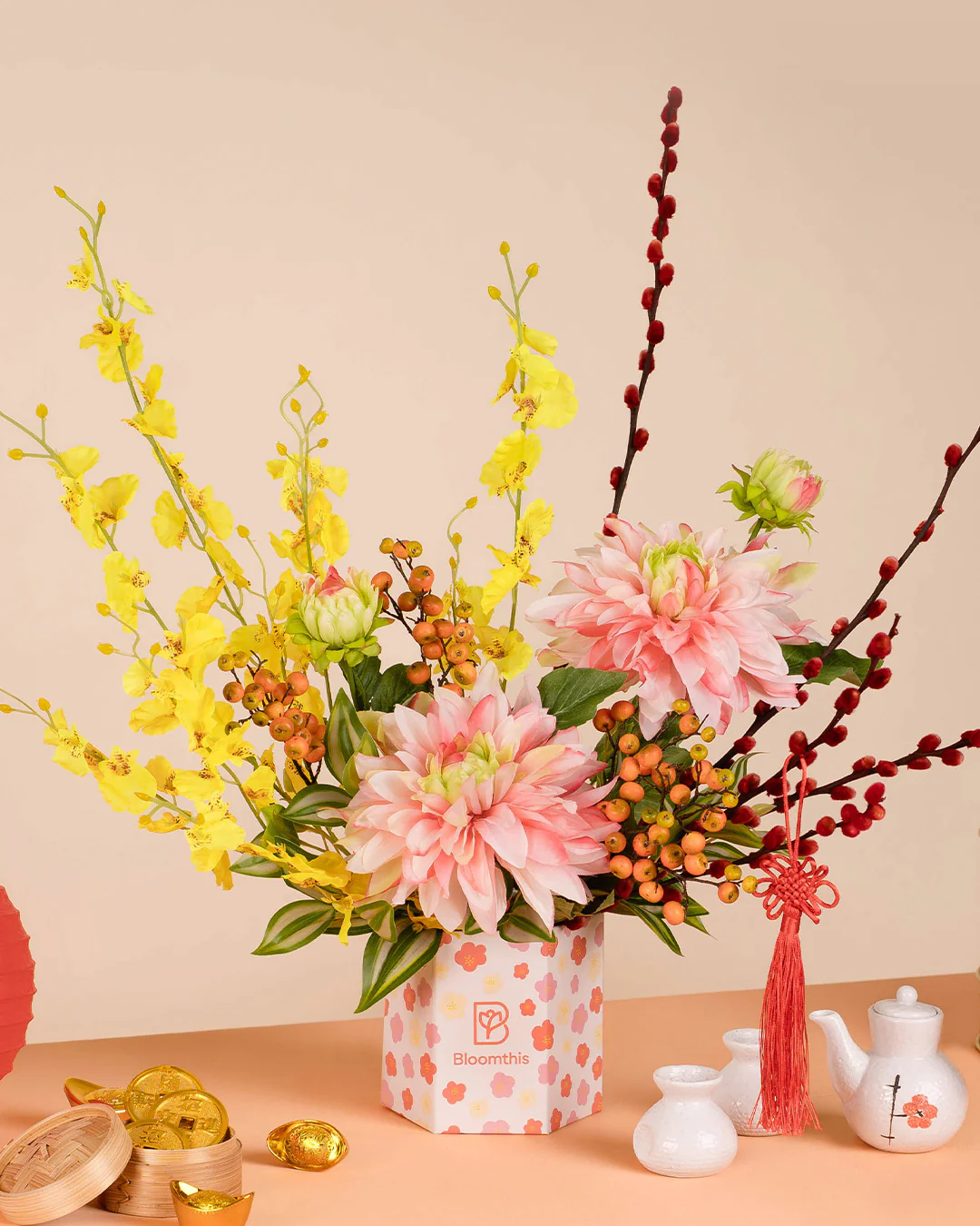 Spring Blossom Chinese New Year Artificial Flower Box 2026 - Image 3