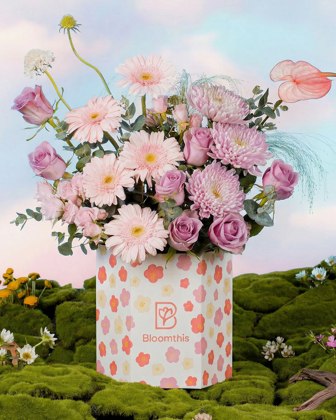 Spring Whimsy Ayame Pink Gerbera Flower Box - Image 9