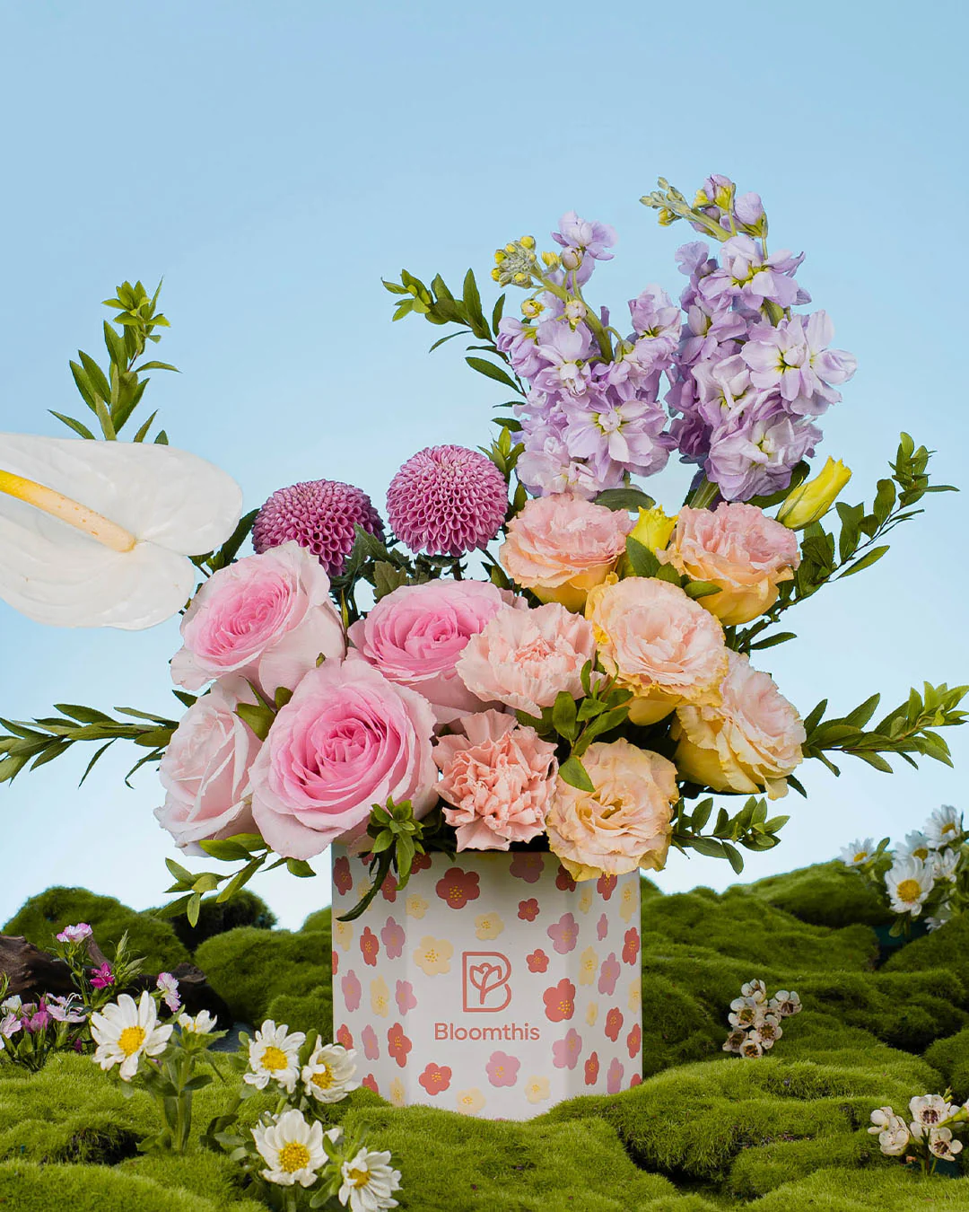 Spring Whimsy Haruka Pink Rose Flower Box - Image 3