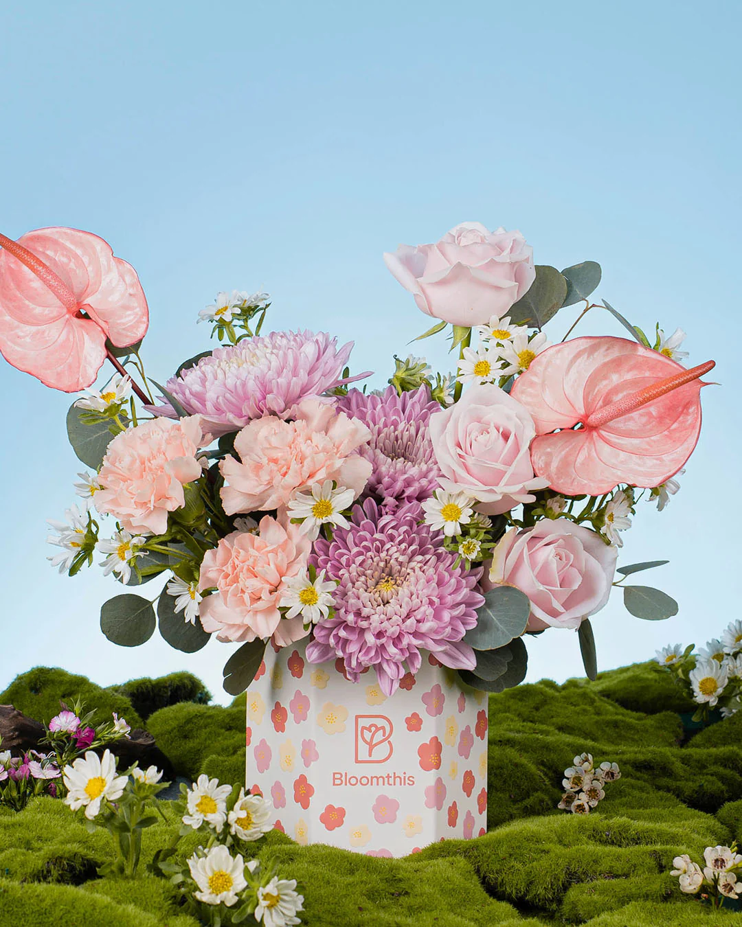Spring Whimsy Zaylee Pink Mum Flower Box - Image 3