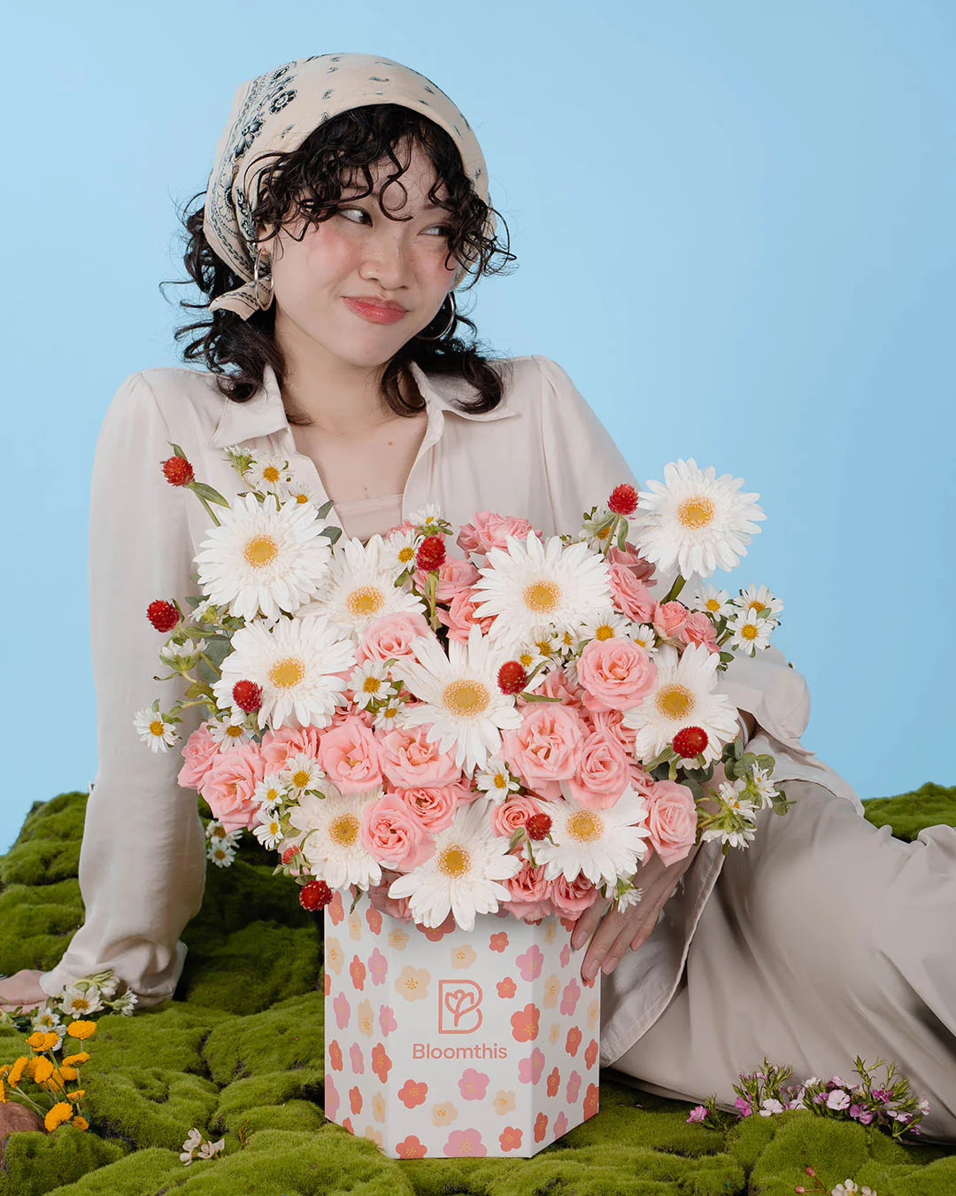Spring Whimsy Zinnia White Gerbera Flower Box - Image 6