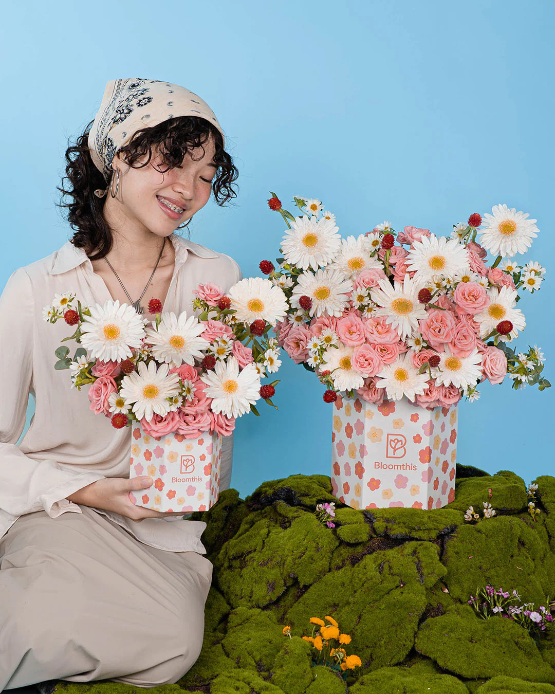 Spring Whimsy Zinnia White Gerbera Flower Box - Image 8