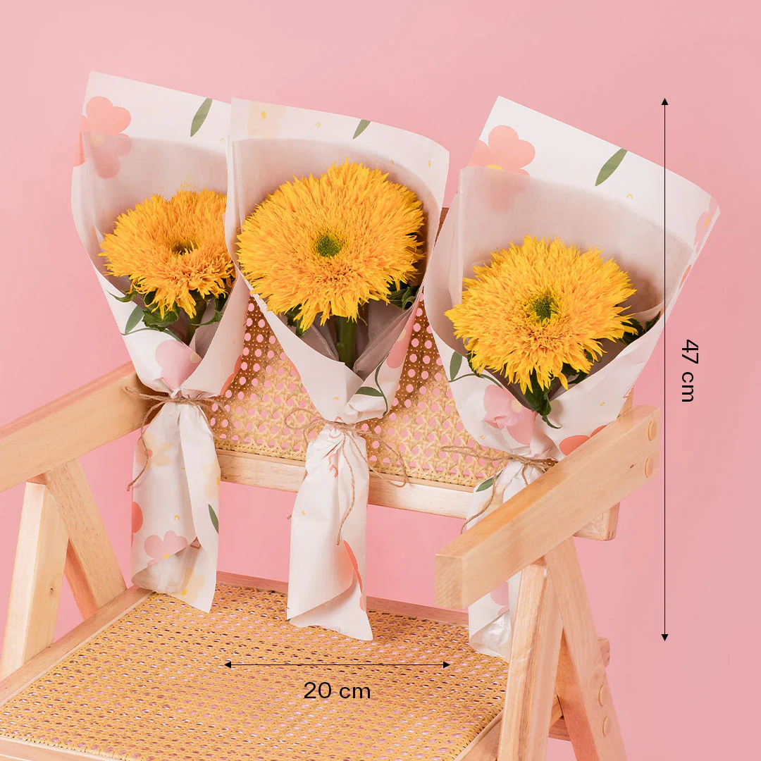 Trixia Yellow Teddy Sunflower Bouquet Set (3 pcs) - Image 5
