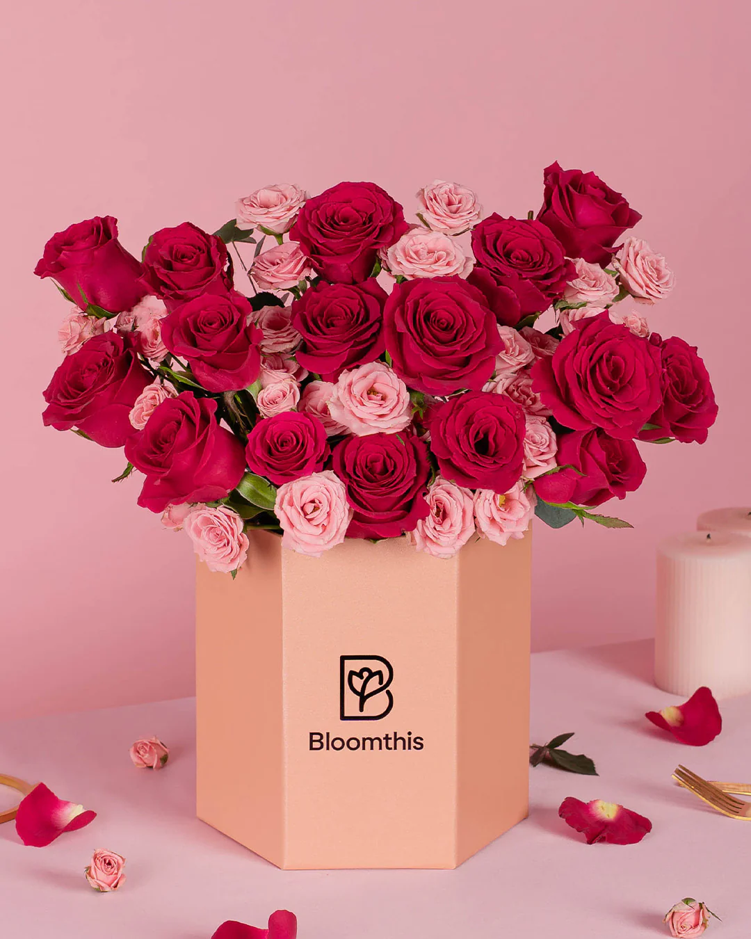 Zara Hot Cherry Pink Rose Flower Box - Image 10