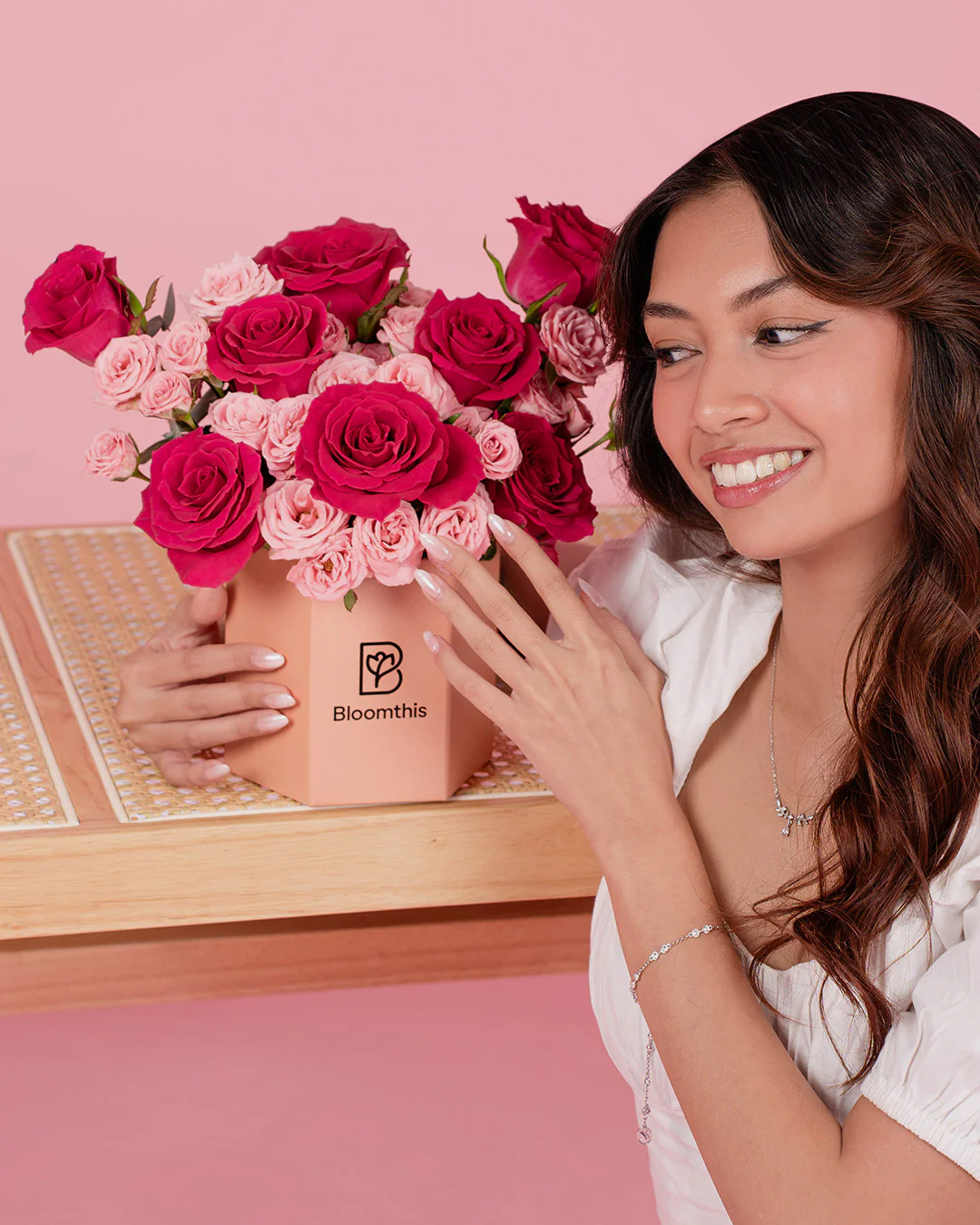 Zara Hot Cherry Pink Rose Flower Box - Image 4