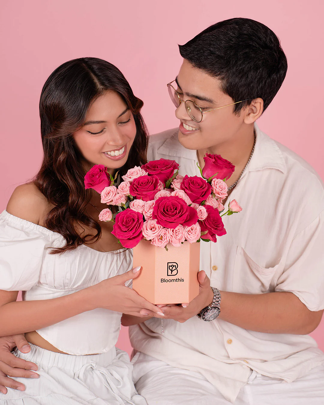 Zara Hot Cherry Pink Rose Flower Box - Image 7
