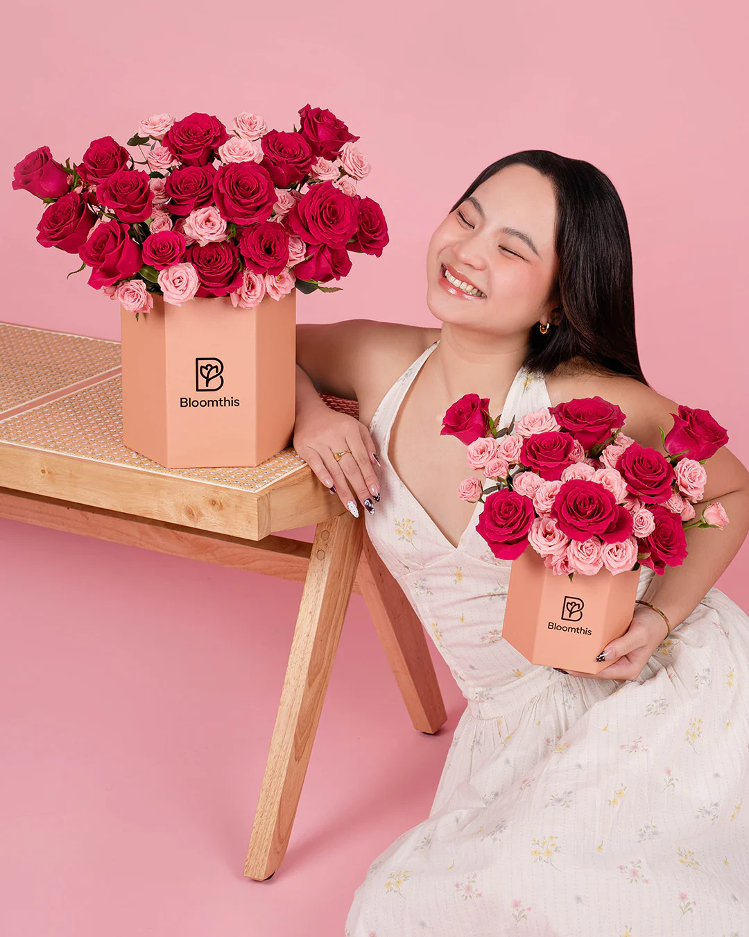 Zara Hot Cherry Pink Rose Flower Box - Image 8